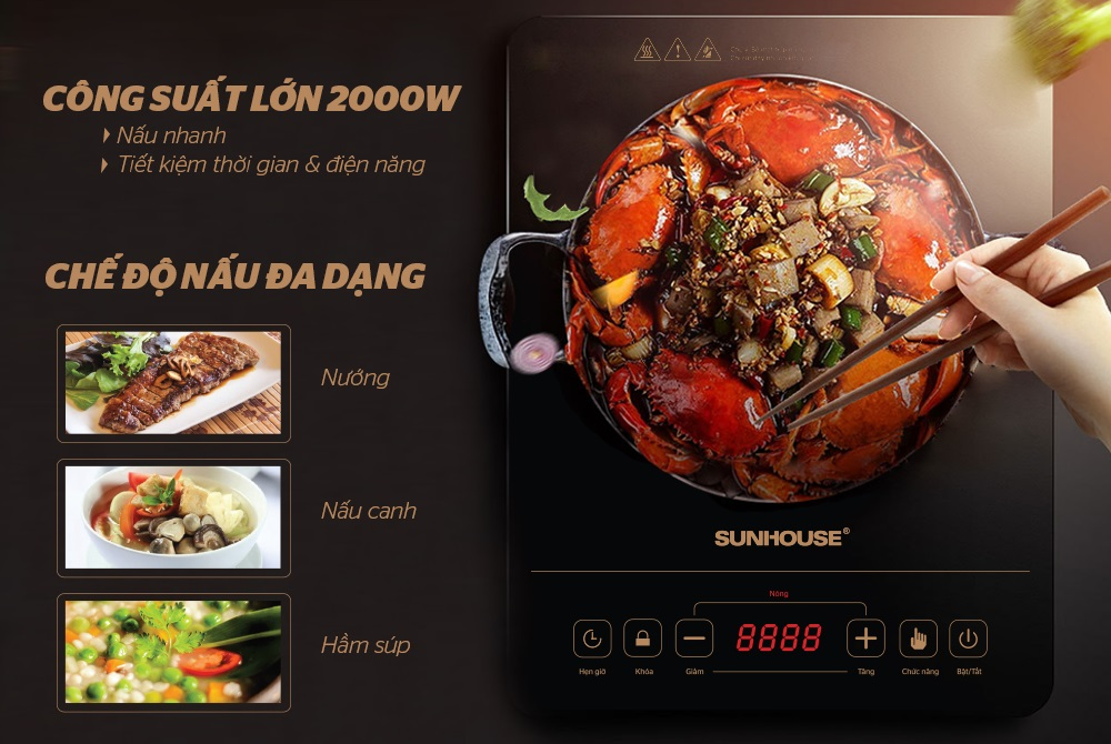 Các chế độ nấu tuyệt vời mà bếp hồng ngoại đơn CHÍNH HÃNG SUNHOUSE sở hữu 1