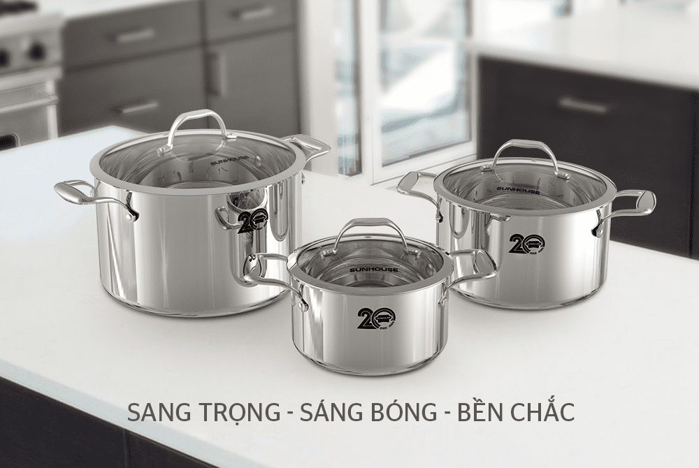 BỘ NỒI INOX 304 ĐA LỚP CHÍNH HÃNG SUNHOUSE MAMA SHG2020 2