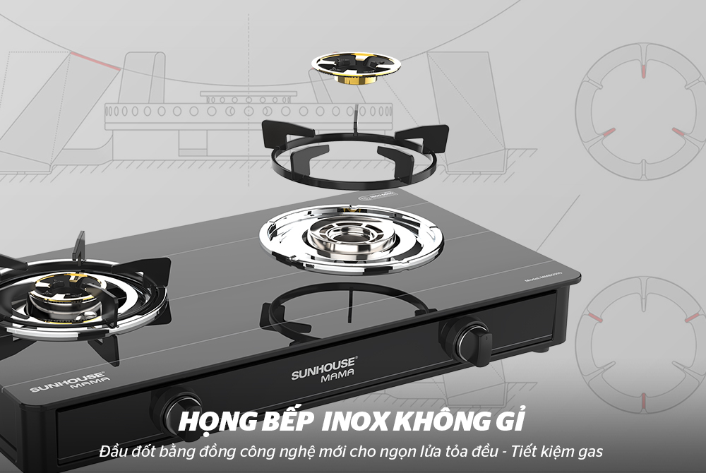 BẾP GAS DƯƠNG KÍNH CHÍNH HÃNG SUNHOUSE MAMA MMB0910 5