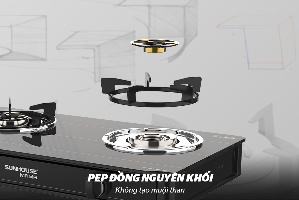 BẾP GAS DƯƠNG KÍNH CHÍNH HÃNG SUNHOUSE MAMA MMB0910 7