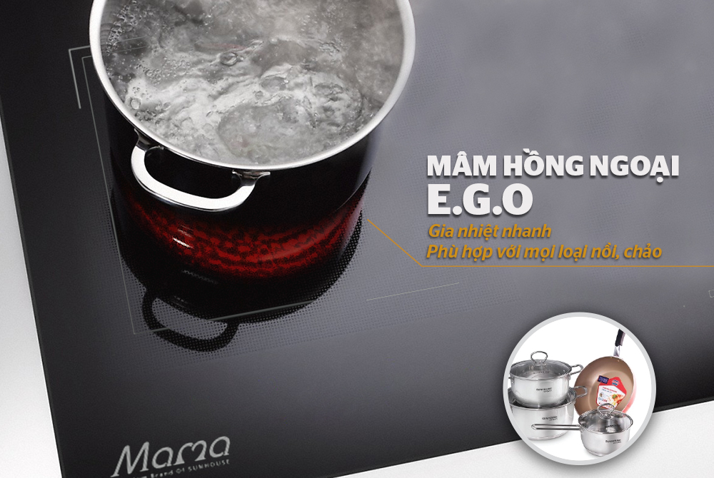BẾP ĐÔI ĐIỆN TỪ HỒNG NGOẠI CHÍNH HÃNG SUNHOUSE MAMA MMB9986 4