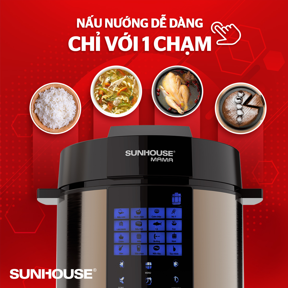 Nếm thử vị ngon 3 miền trong bữa cơm nhà làm mang vị nhà hàng cùng nồi áp suất điện từ CHÍNH HÃNG SUNHOUSE  1