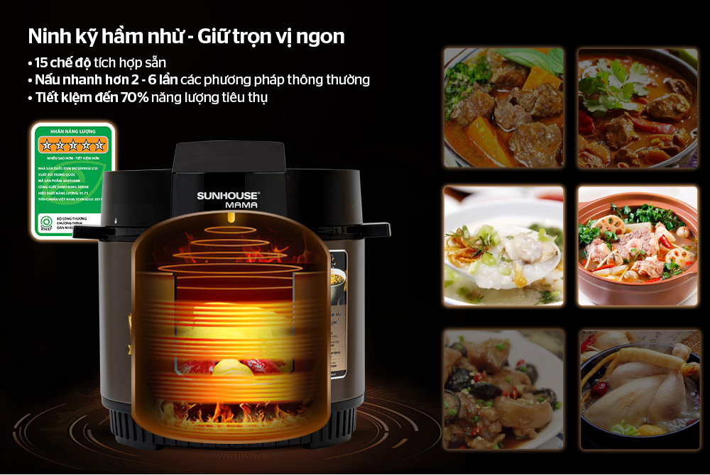 “TUYỆT CHIÊU” KHO CÁ KHÔNG TANH – CHẮC THỊT – MỀM XƯƠNG VỚI NỒI ÁP SUẤT ĐIỆN TỬ ĐA NĂNG CHÍNH HÃNG SUNHOUSE MAMA 5