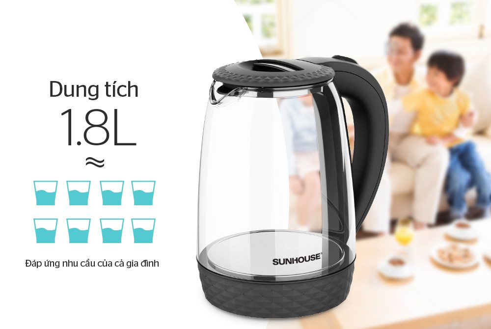 ẤM SIÊU TỐC THỦY TINH CHÍNH HÃNG SUNHOUSE SHD1215B 2