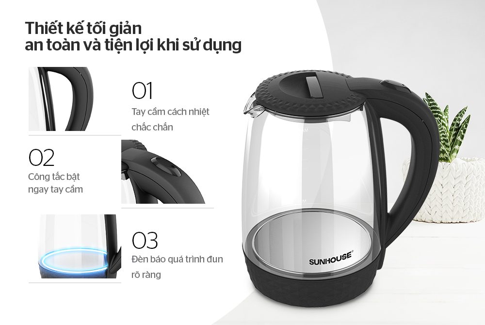 ẤM SIÊU TỐC THỦY TINH CHÍNH HÃNG SUNHOUSE SHD1215B 4