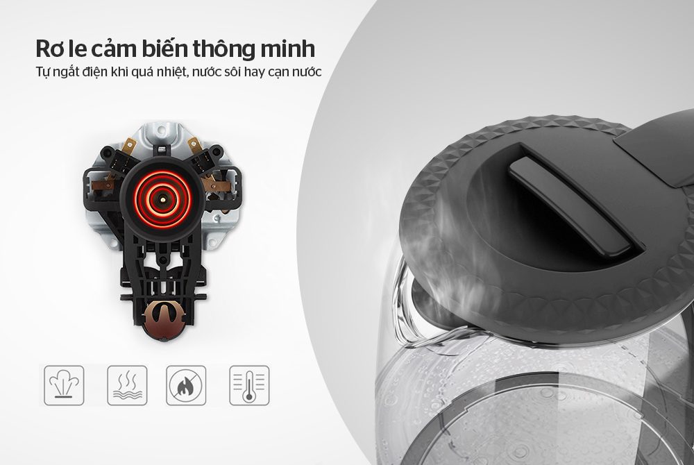 ẤM SIÊU TỐC THỦY TINH CHÍNH HÃNG SUNHOUSE SHD1215B