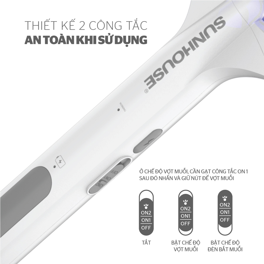 VỢT MUỖI THÔNG MINH CHÍNH HÃNG SUNHOUSE 3IN1 SHE-PRO11.W 7