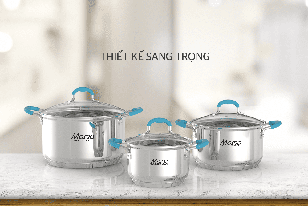 BỘ NỒI INOX 304 5 ĐÁY CHÍNH HÃNG SUNHOUSE MAMA SHG504 1