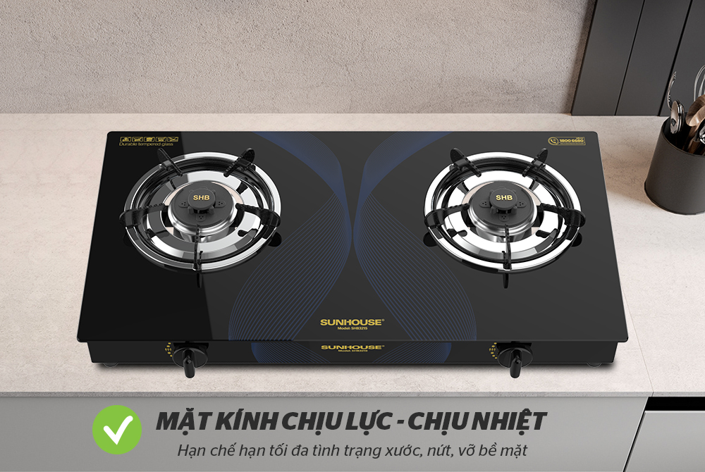 BẾP GAS DƯƠNG KÍNH CHÍNH HÃNG SUNHOUSE SHB3215 2