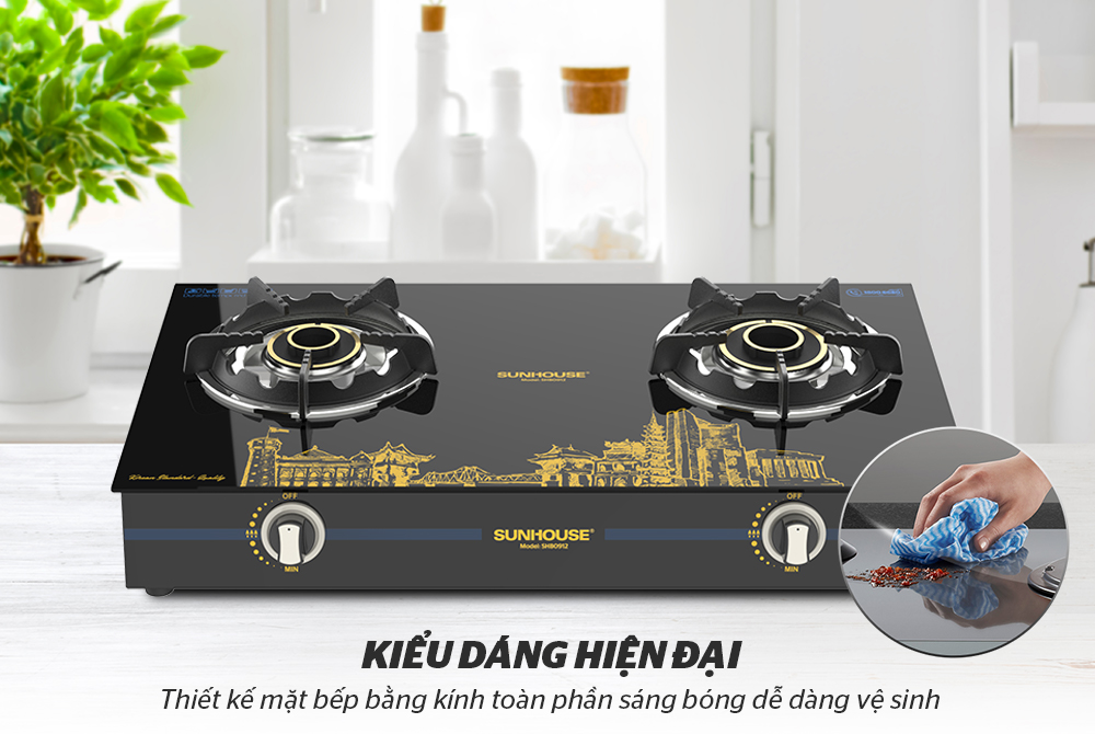 BẾP GAS DƯƠNG KÍNH CHÍNH HÃNG SUNHOUSE SHB0912 2