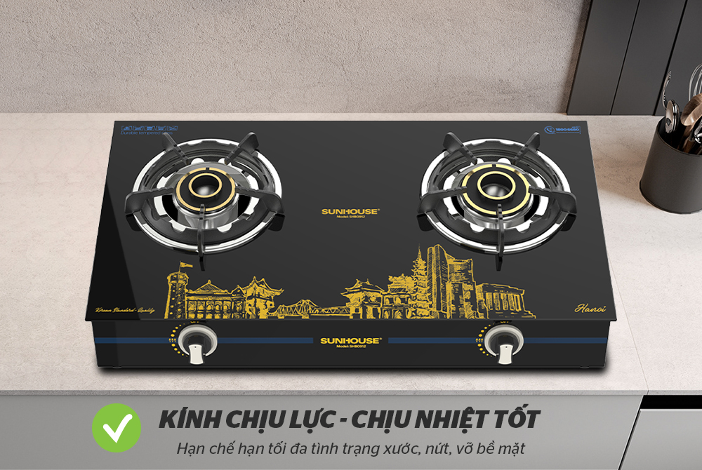 BẾP GAS DƯƠNG KÍNH CHÍNH HÃNG SUNHOUSE SHB0912 3