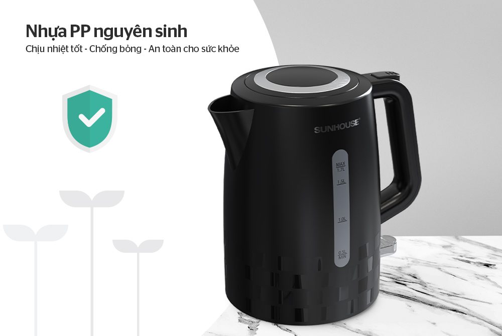 ẤM SIÊU TỐC NHỰA 1.7L CHÍNH HÃNG SUNHOUSE SHD1306 2