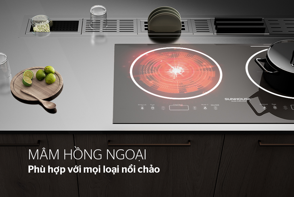BẾP ĐÔI ĐIỆN TỪ HỒNG NGOẠI CHÍNH HÃNG SUNHOUSE SHB9002-EC 5