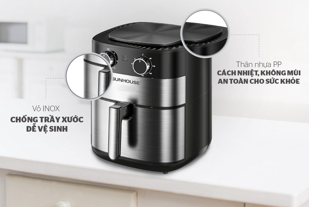NỒI CHIÊN KHÔNG DẦU 6L CHÍNH HÃNG SUNHOUSE SHD4026 3