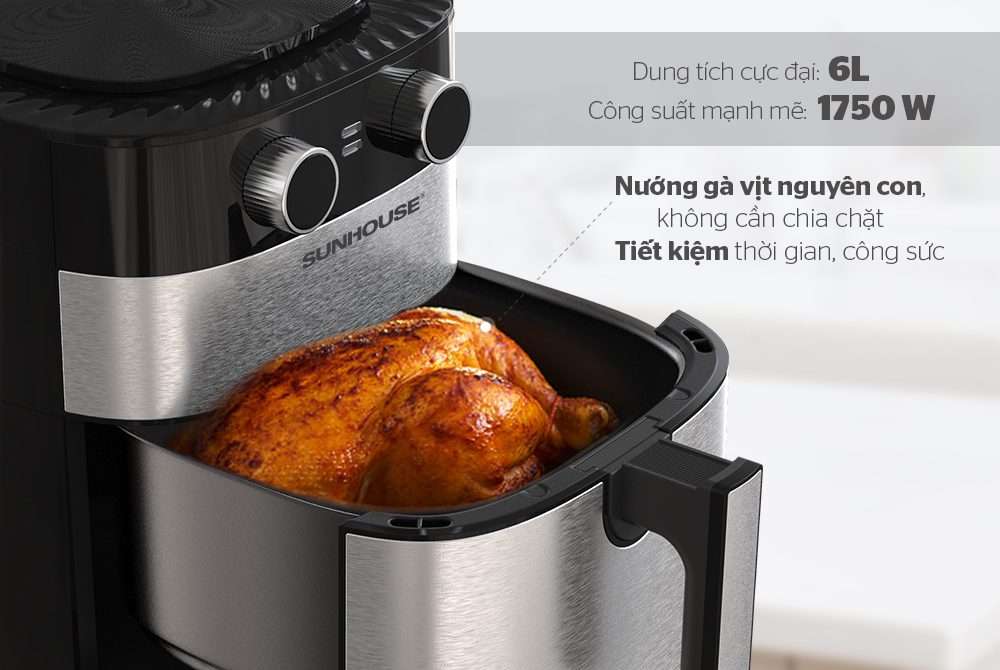 NỒI CHIÊN KHÔNG DẦU 6L CHÍNH HÃNG SUNHOUSE SHD4026 4