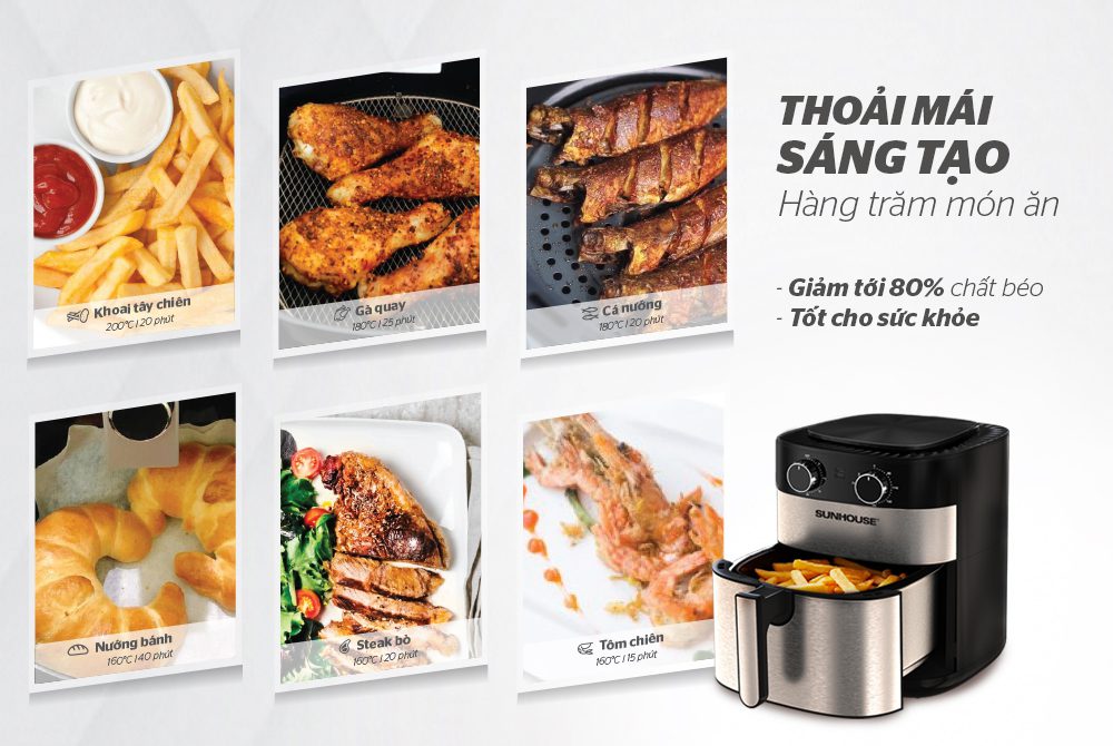NỒI CHIÊN KHÔNG DẦU 6L CHÍNH HÃNG SUNHOUSE SHD4026 7