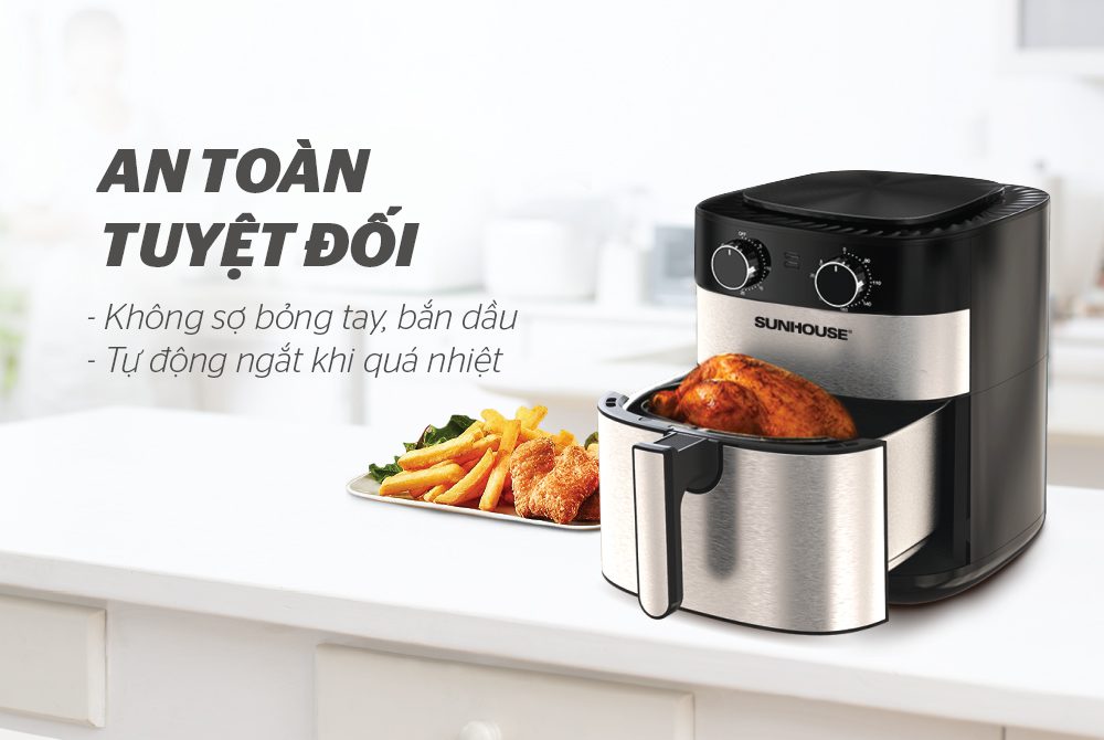 NỒI CHIÊN KHÔNG DẦU 6L CHÍNH HÃNG SUNHOUSE SHD4026 8