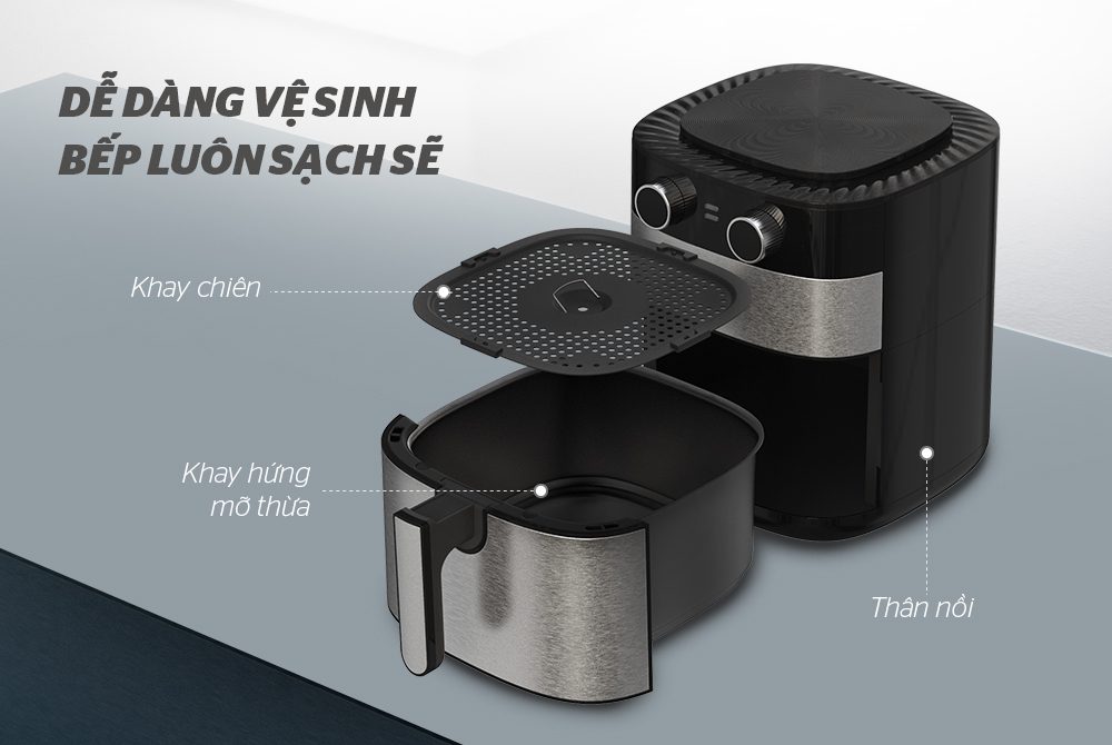 NỒI CHIÊN KHÔNG DẦU 6L CHÍNH HÃNG SUNHOUSE SHD4026 9