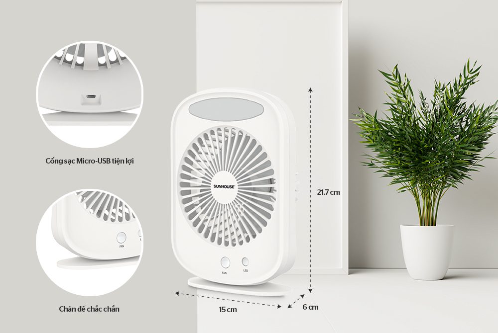 QUẠT TÍCH ĐIỆN MINI CHÍNH HÃNG SUNHOUSE SHD7110 4