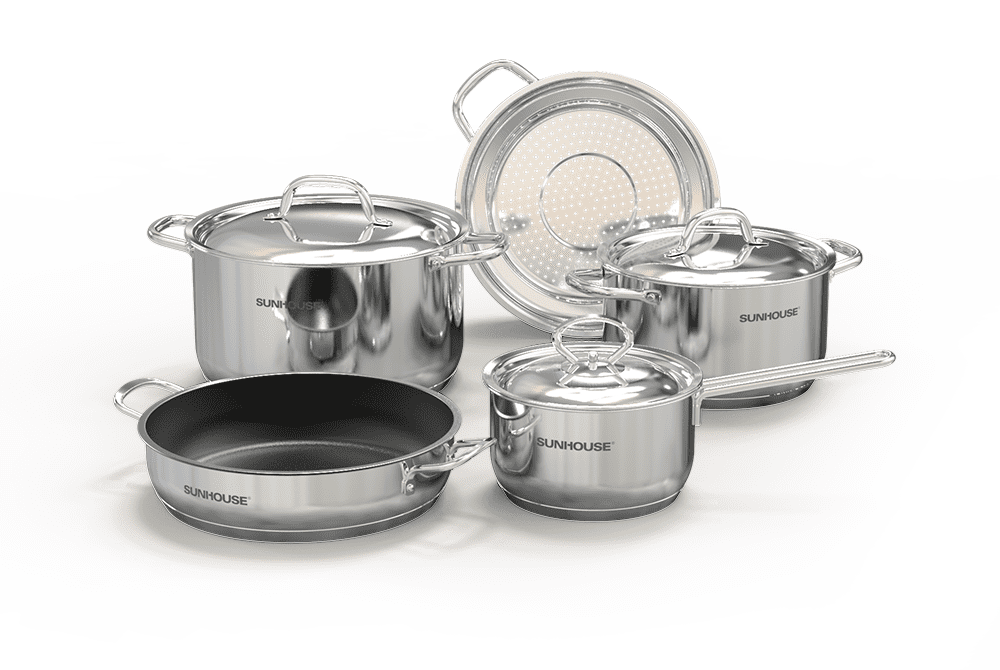 BỘ NỒI CHẢO INOX 5 ĐÁY CHÍNH HÃNG SUNHOUSE SHG995 1