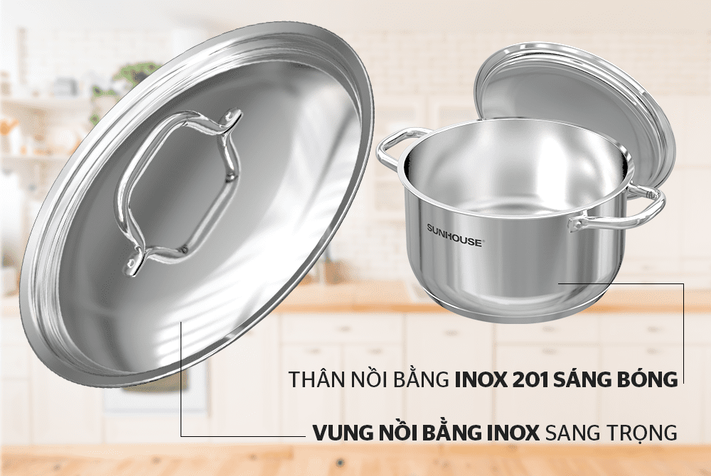 BỘ NỒI CHẢO INOX 5 ĐÁY CHÍNH HÃNG SUNHOUSE SHG995 2