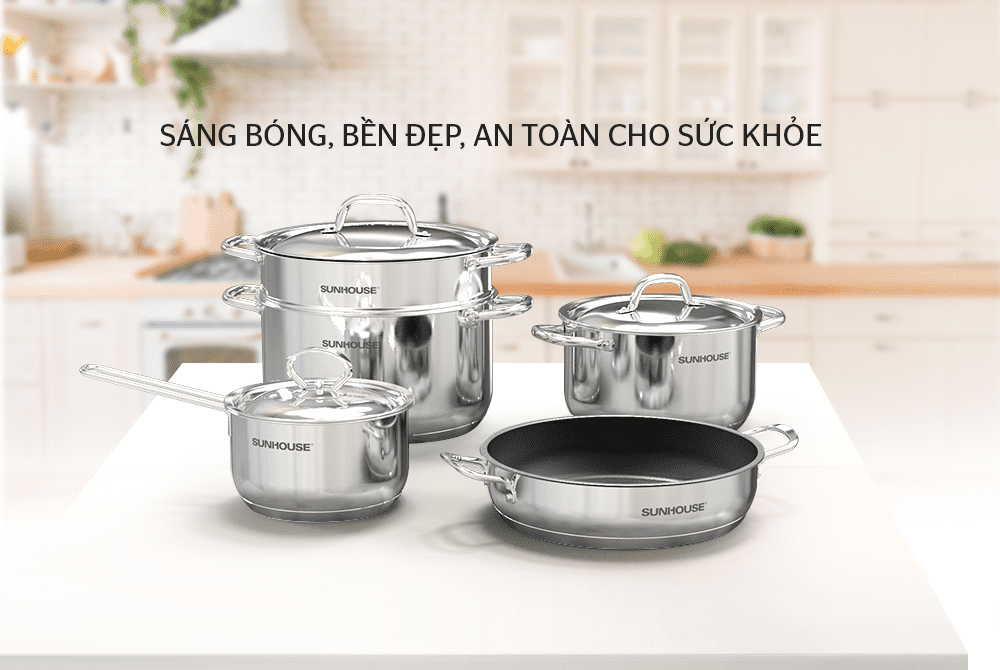 BỘ NỒI CHẢO INOX 5 ĐÁY CHÍNH HÃNG SUNHOUSE SHG995 4
