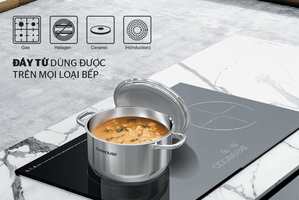 BỘ NỒI CHẢO INOX 5 ĐÁY CHÍNH HÃNG SUNHOUSE SHG995 7