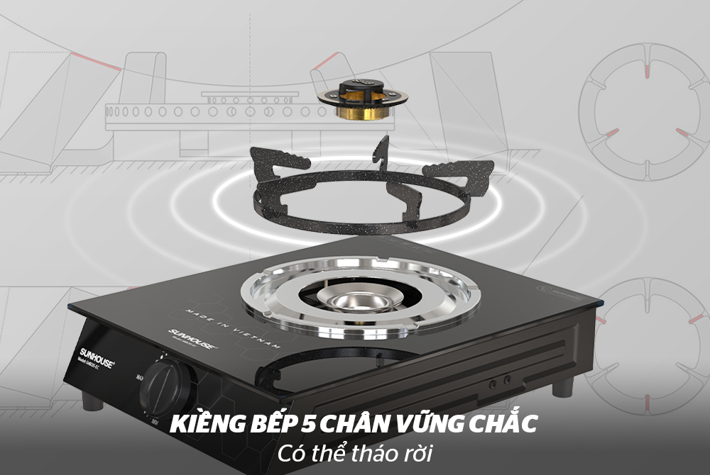 BẾP GAS ĐƠN CHÍNH HÃNG SUNHOUSE SHB215-EC 4