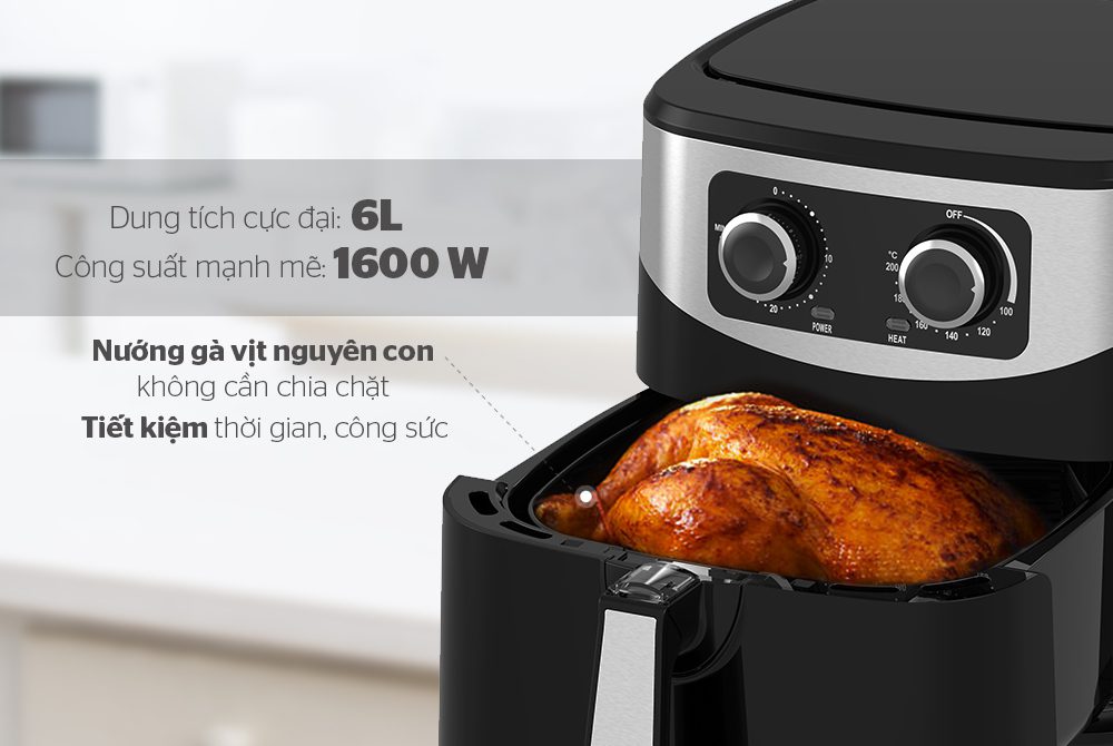 NỒI CHIÊN KHÔNG DẦU 6L CHÍNH HÃNG SUNHOUSE SHD4062 4