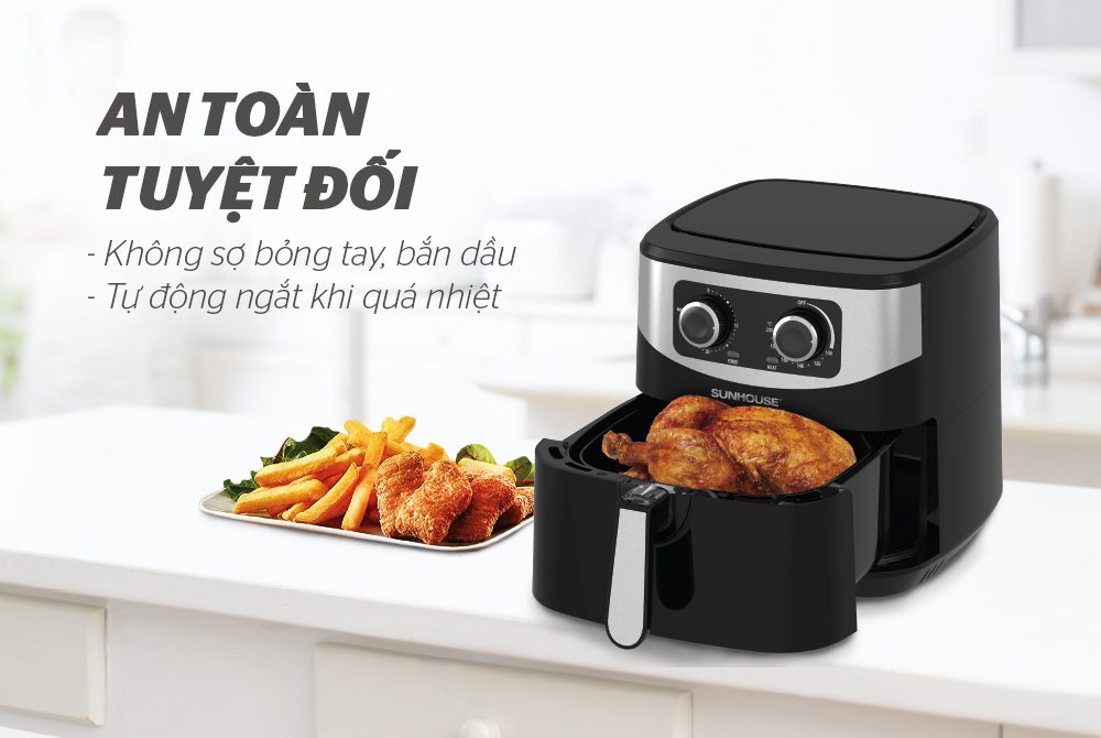 NỒI CHIÊN KHÔNG DẦU 6L CHÍNH HÃNG SUNHOUSE SHD4062 8