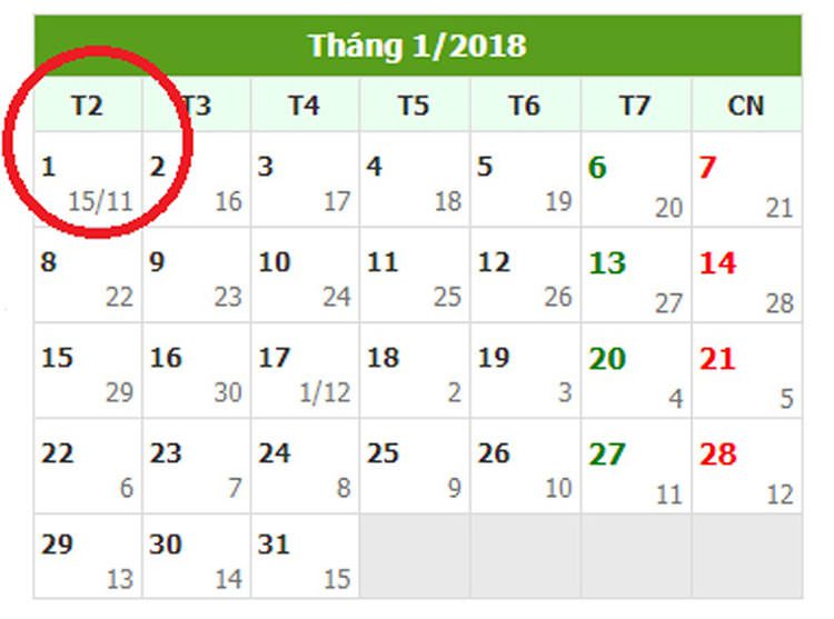 Lịch nghỉ tết dương lịch 2018 chính thức