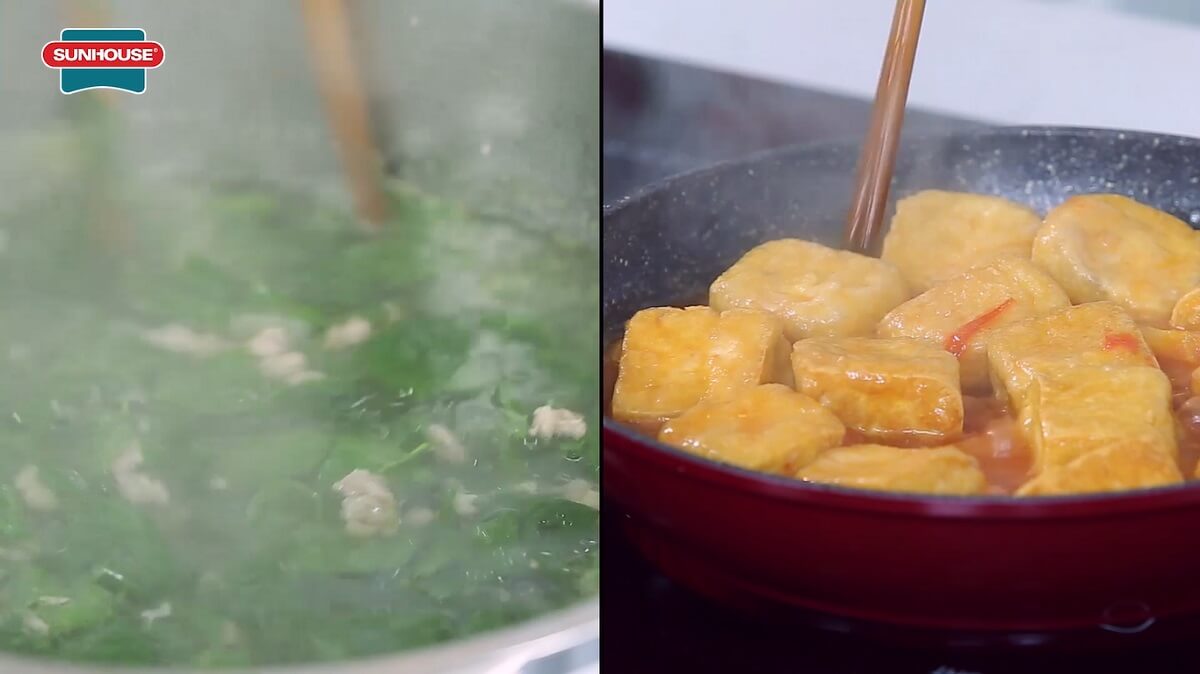 Nấu ăn cực nhanh với bếp đôi điện từ hồng ngoại CHÍNH HÃNG SUNHOUSE 008